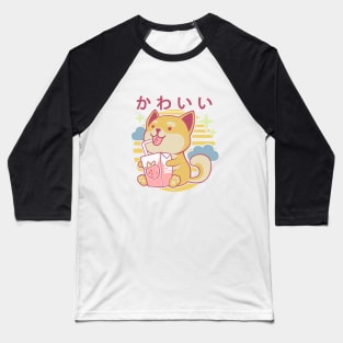 Kawaii Aesthetics Japanese Strawberry Milk Shake かわいい Dog - Purple - Strawberry Milk Baseball T-Shirt